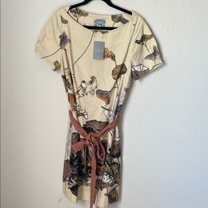 Anthropologie Floreat Vintage Bird pattern Dress . NEW with Tags